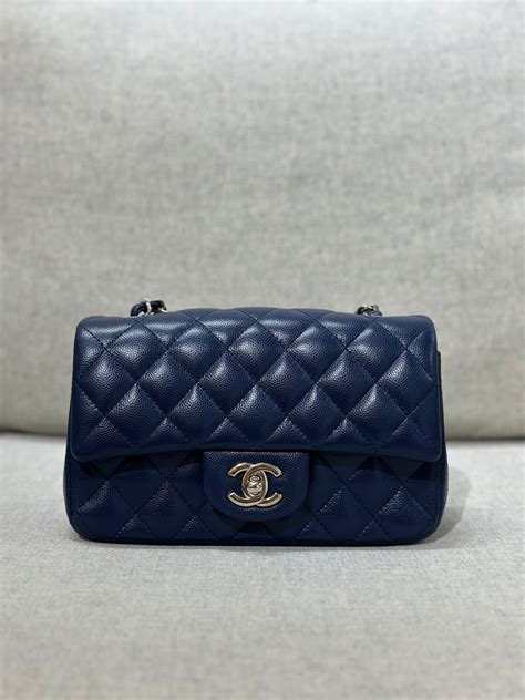 chanel 17b blue roi mini|Chanel Classic Mini Rectangular, 17B Navy Blue Caviar, Silver .